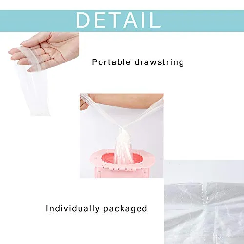 100 Pack Potty Chair Liners with Drawstring, Portable Potty Bags Potty Training Bags Potty Liners, Potty Refill Liners Disposable Potty Liners for Toddlers Kids and Baby
