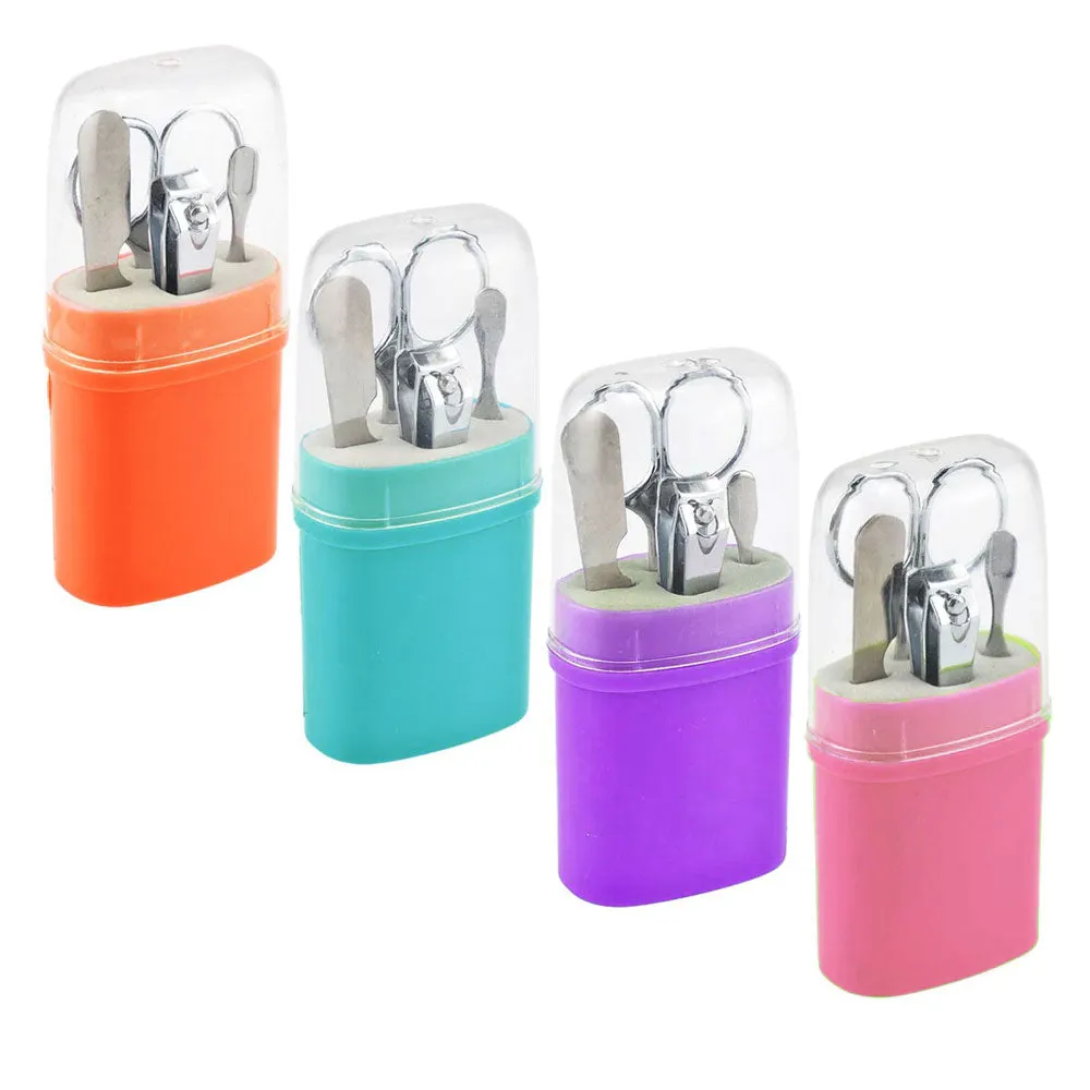 3 Pack Stainless Steel Manicure Set Grooming Kit Compact Colors Travel Case Gift
