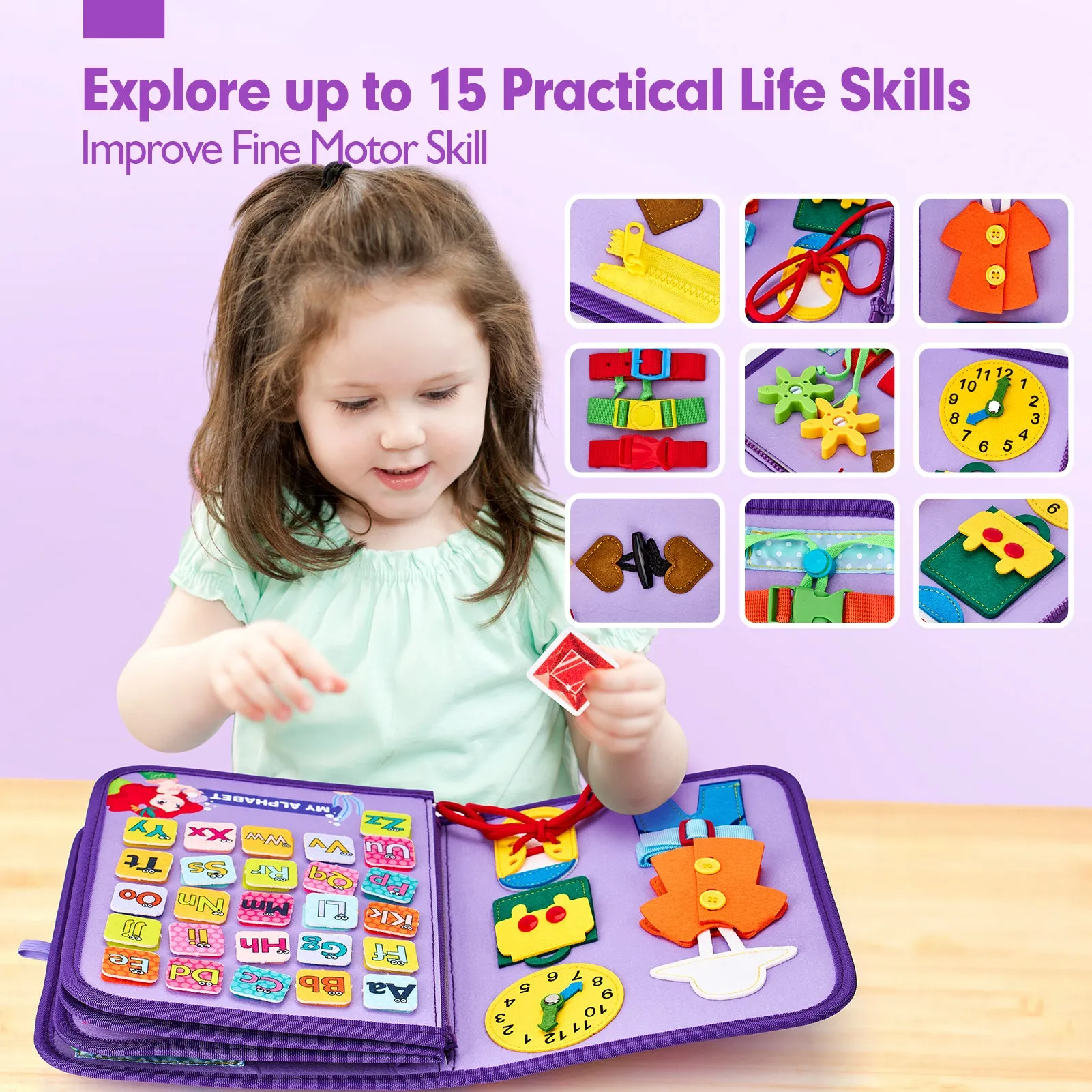 7-in-1 Montessori Busy Board 3 Year Old