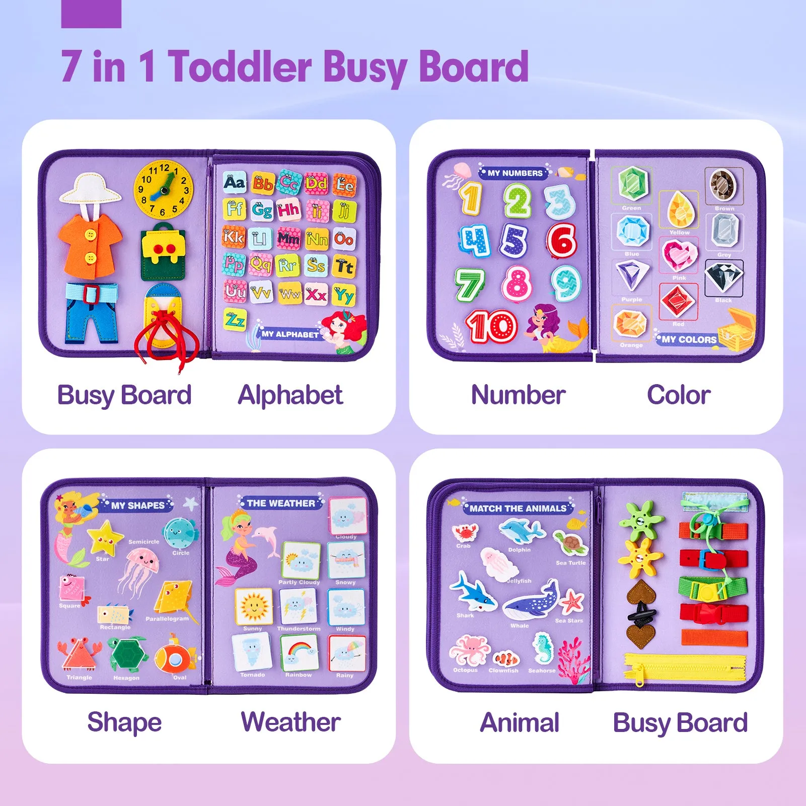 7-in-1 Montessori Busy Board 3 Year Old