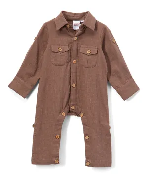 Boys Infant Full Sleeves Romper - Chocolate
