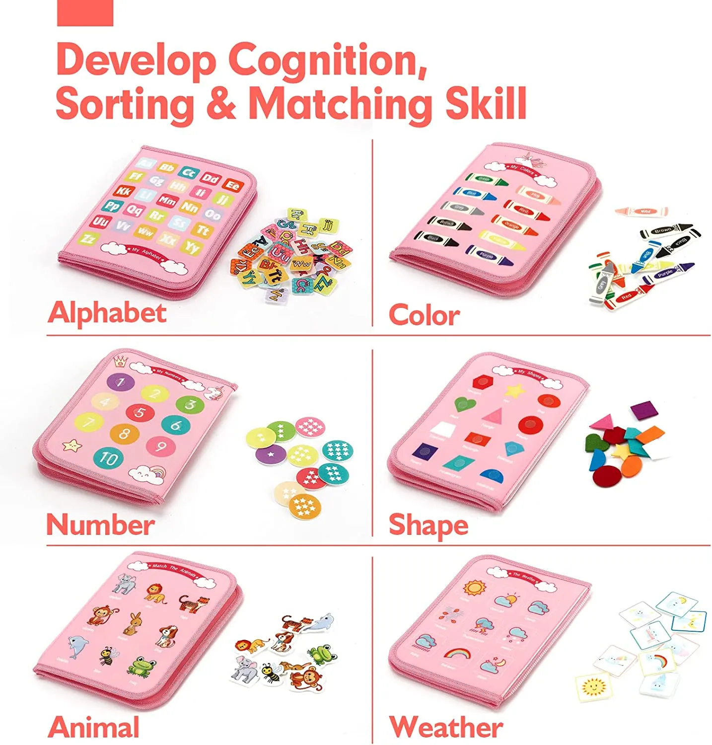 Busy Board Toddlers Travel Toys-Pink