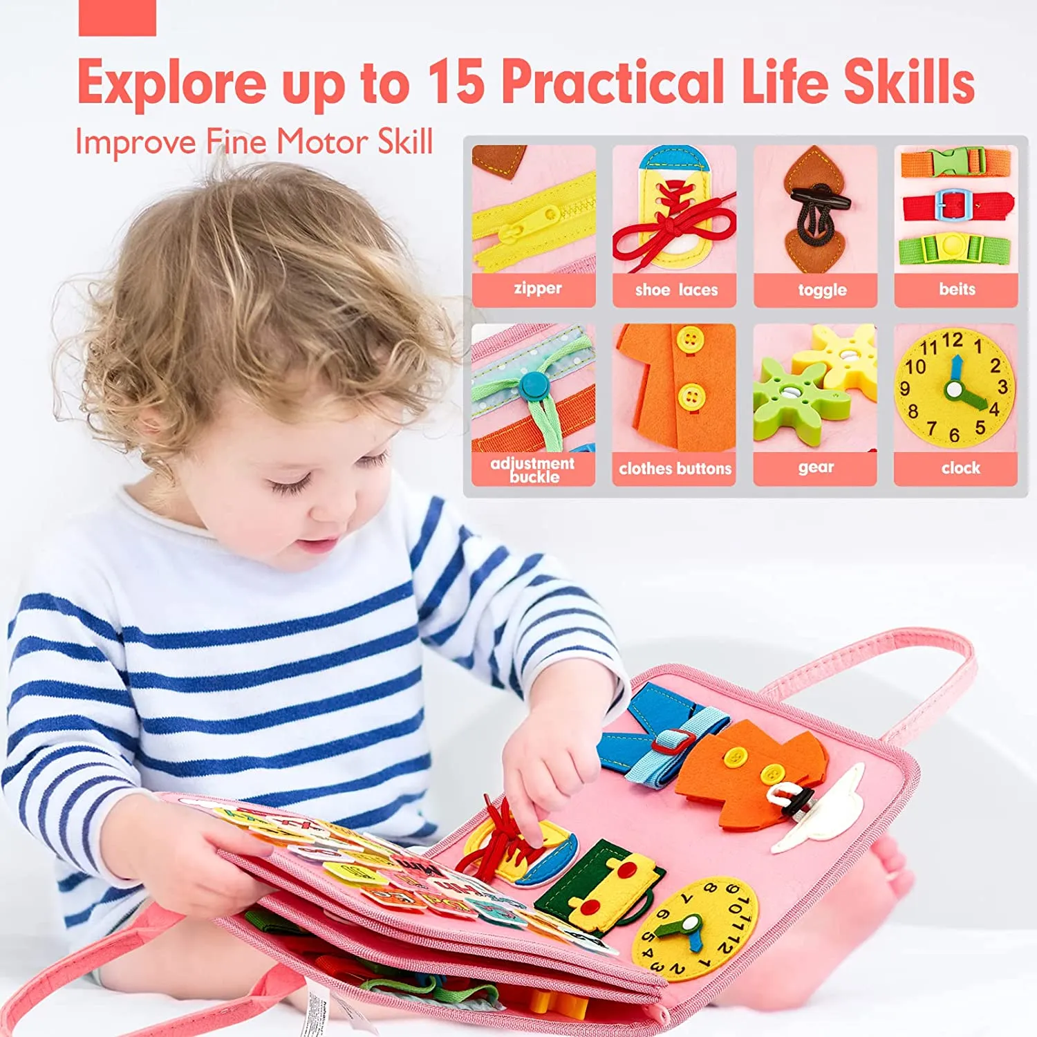 Busy Board Toddlers Travel Toys-Pink