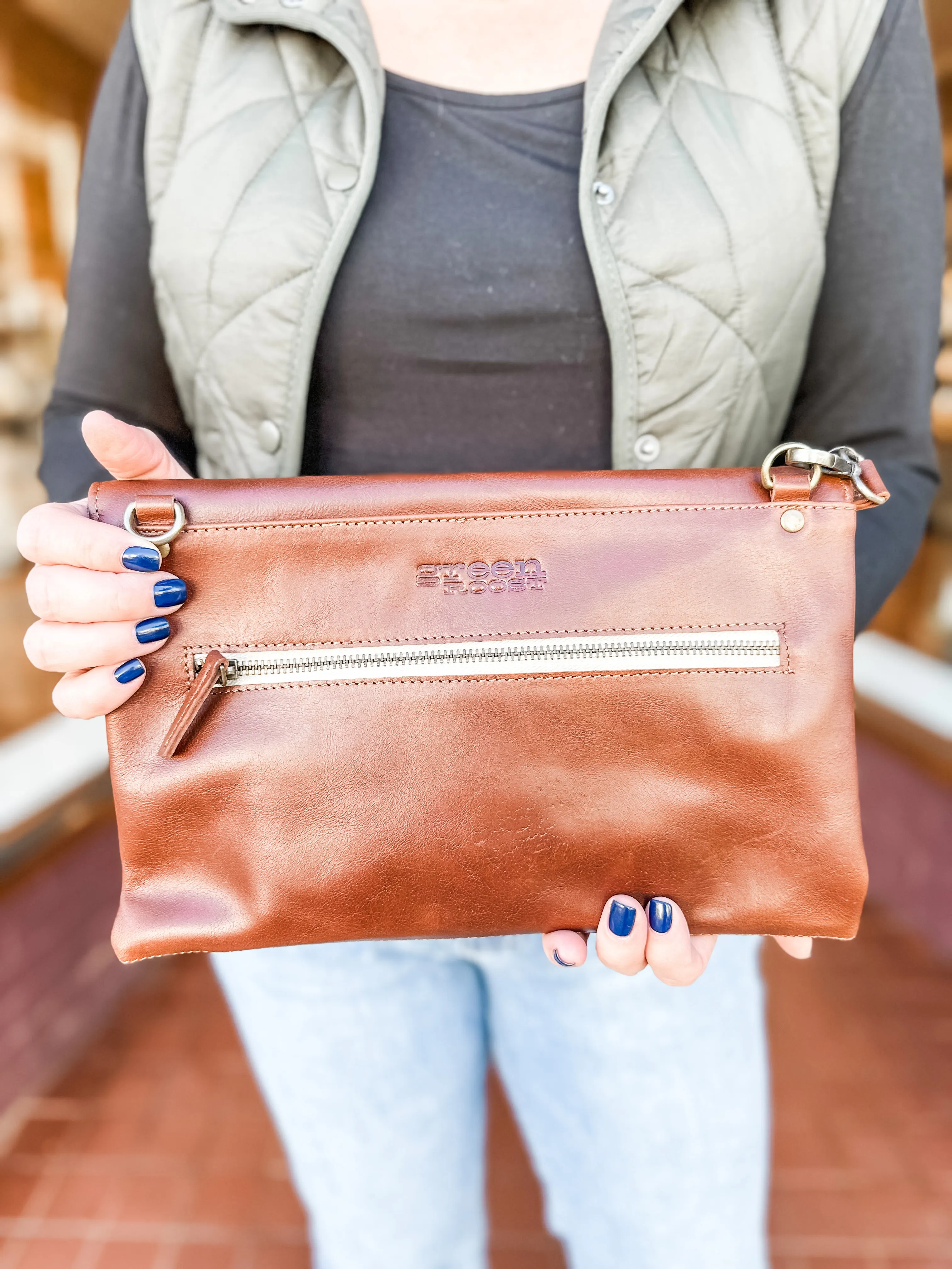 Convertible Crossbody & Clutch in Chestnut (India Collection)