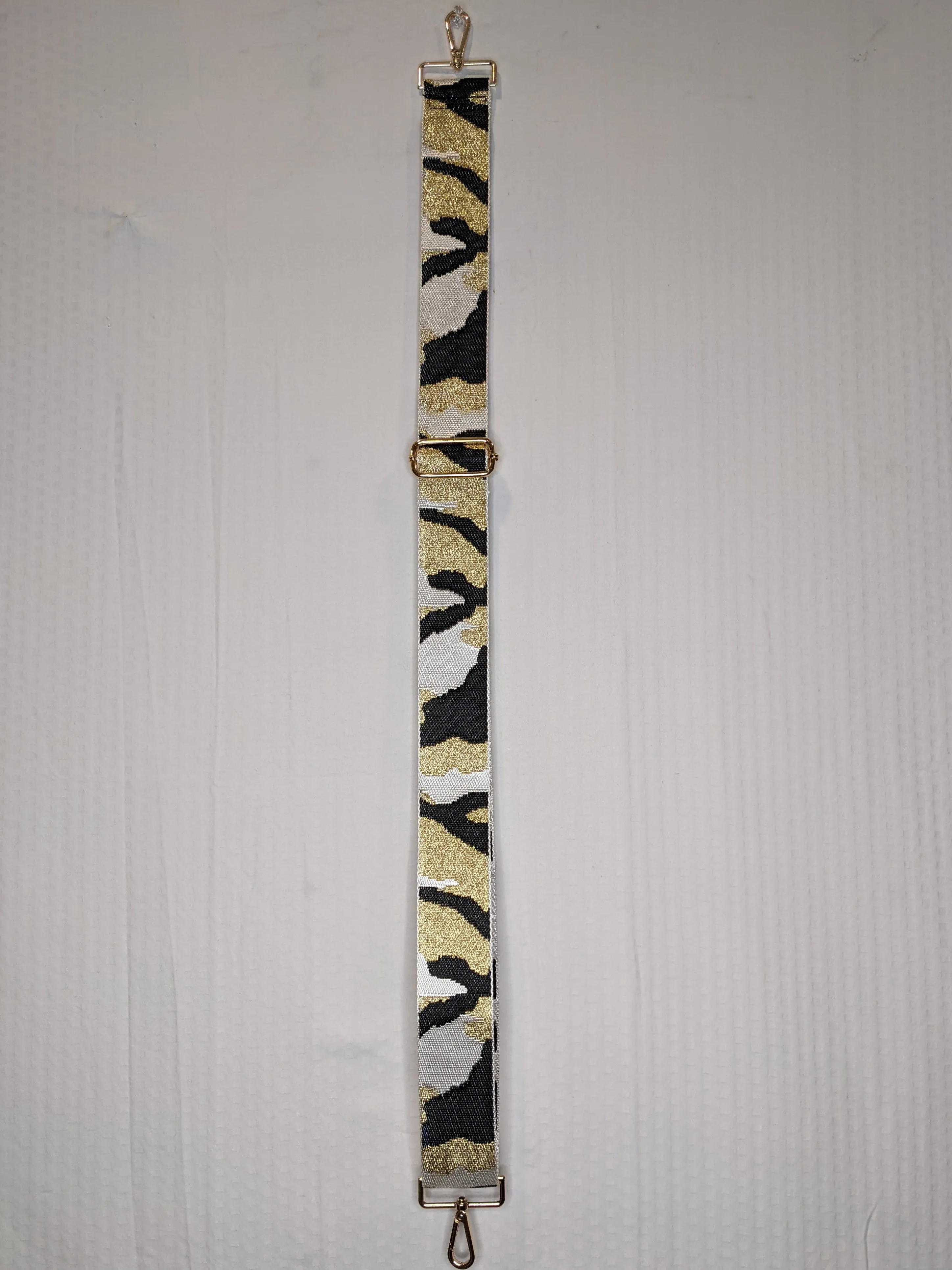 CTHRU Purses Camo White, Black and Gold Purse Strap with Gold Accents NWOT