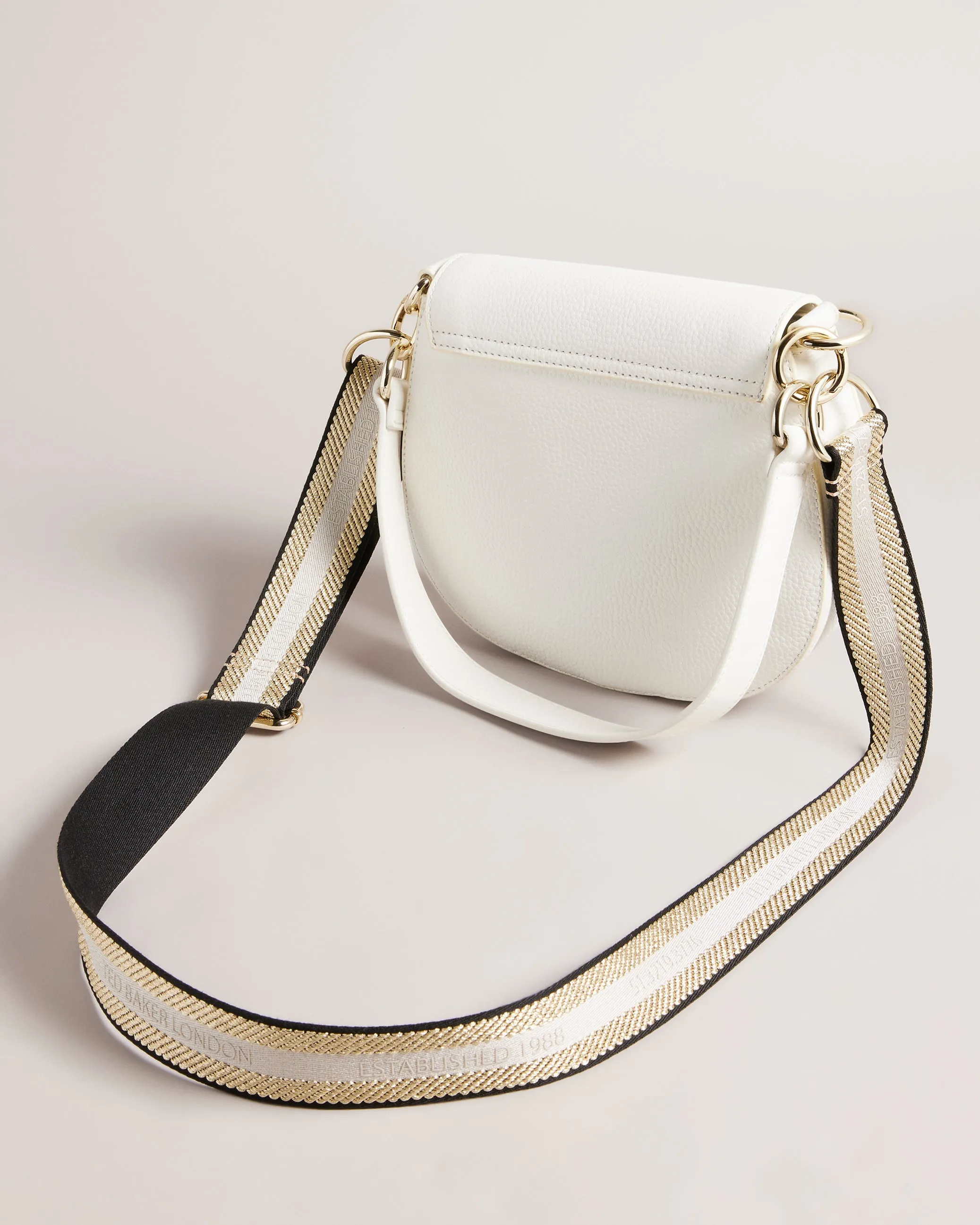 Daliai Branded Webbing Satchel Cross Body Bag Ecru