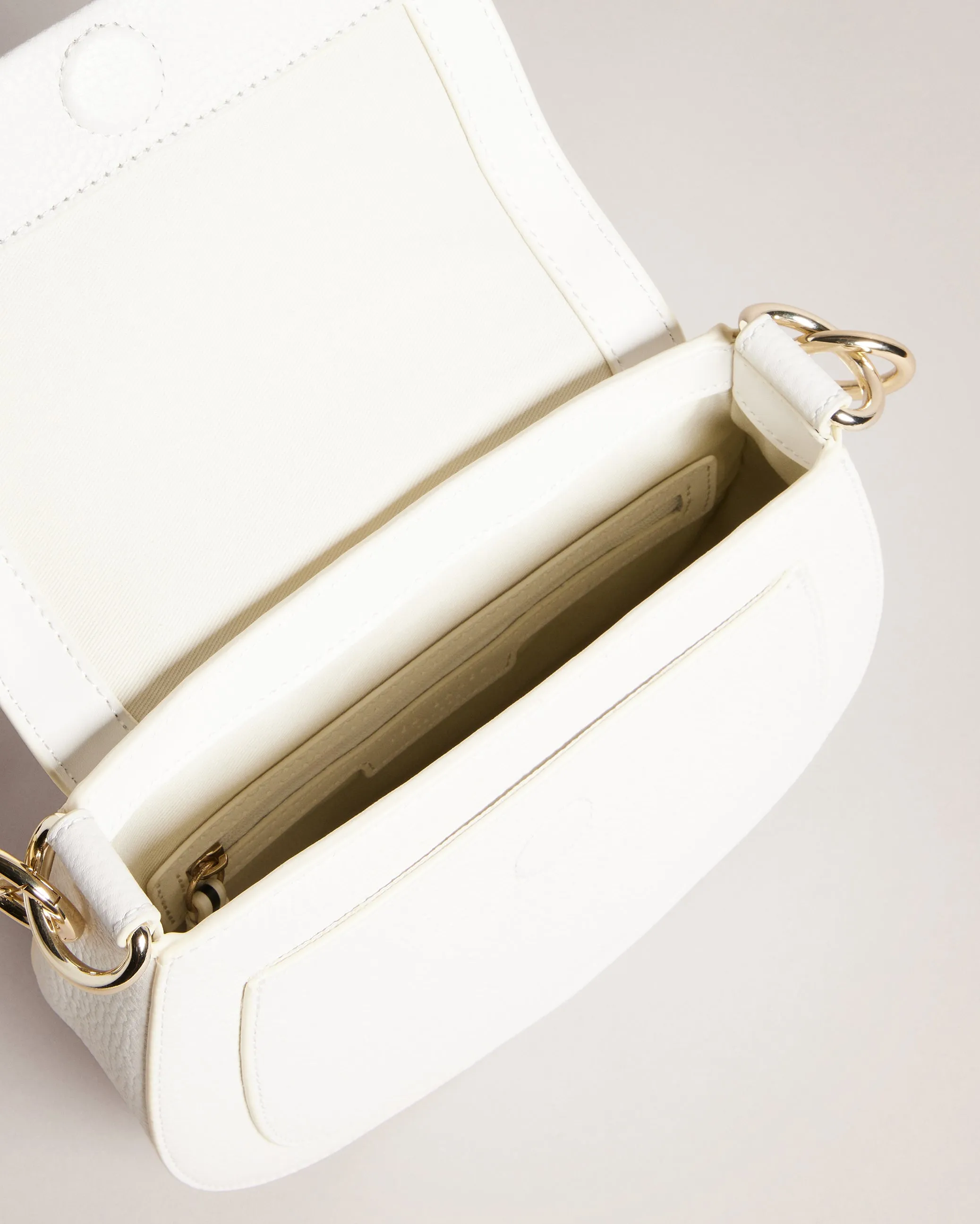 Daliai Branded Webbing Satchel Cross Body Bag Ecru