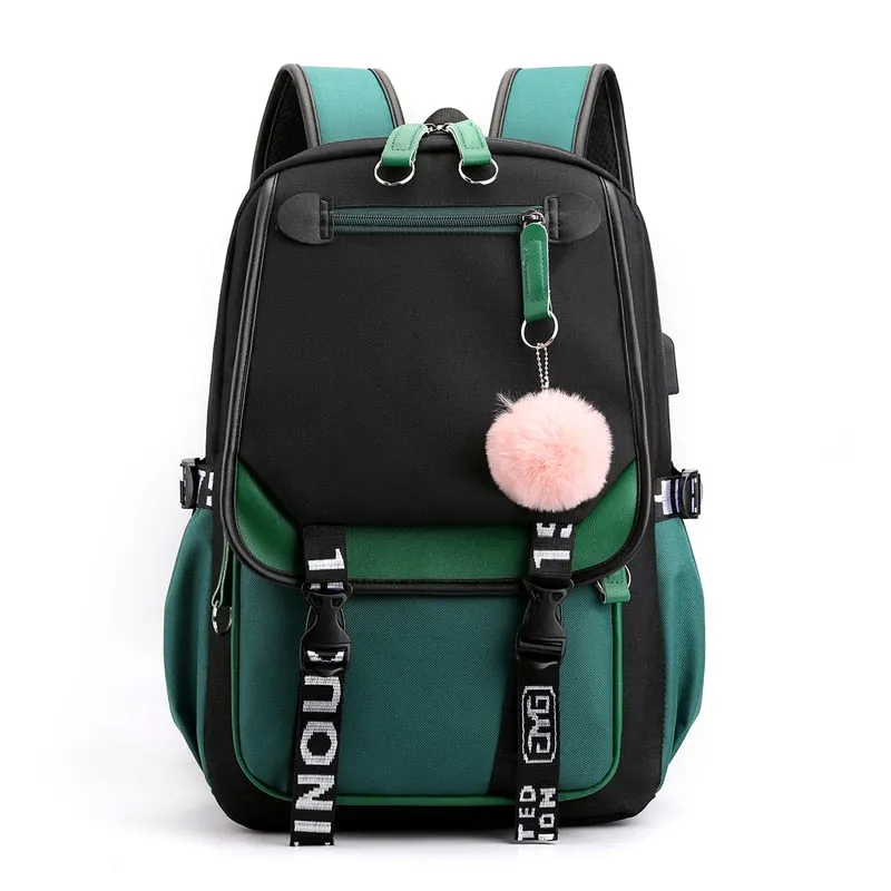 deanwangkt Women girls School Backpacks Anti Theft USB Charge Backpack Waterproof Bagpack School Bags Teenage Travel Bag