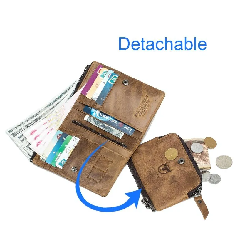 Detachable Rfid Leather Wallet - Anti-theft