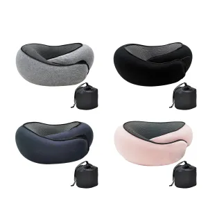 Ergonomic Memory Foam Travel Neck Pillow With Compact Carry Pouch