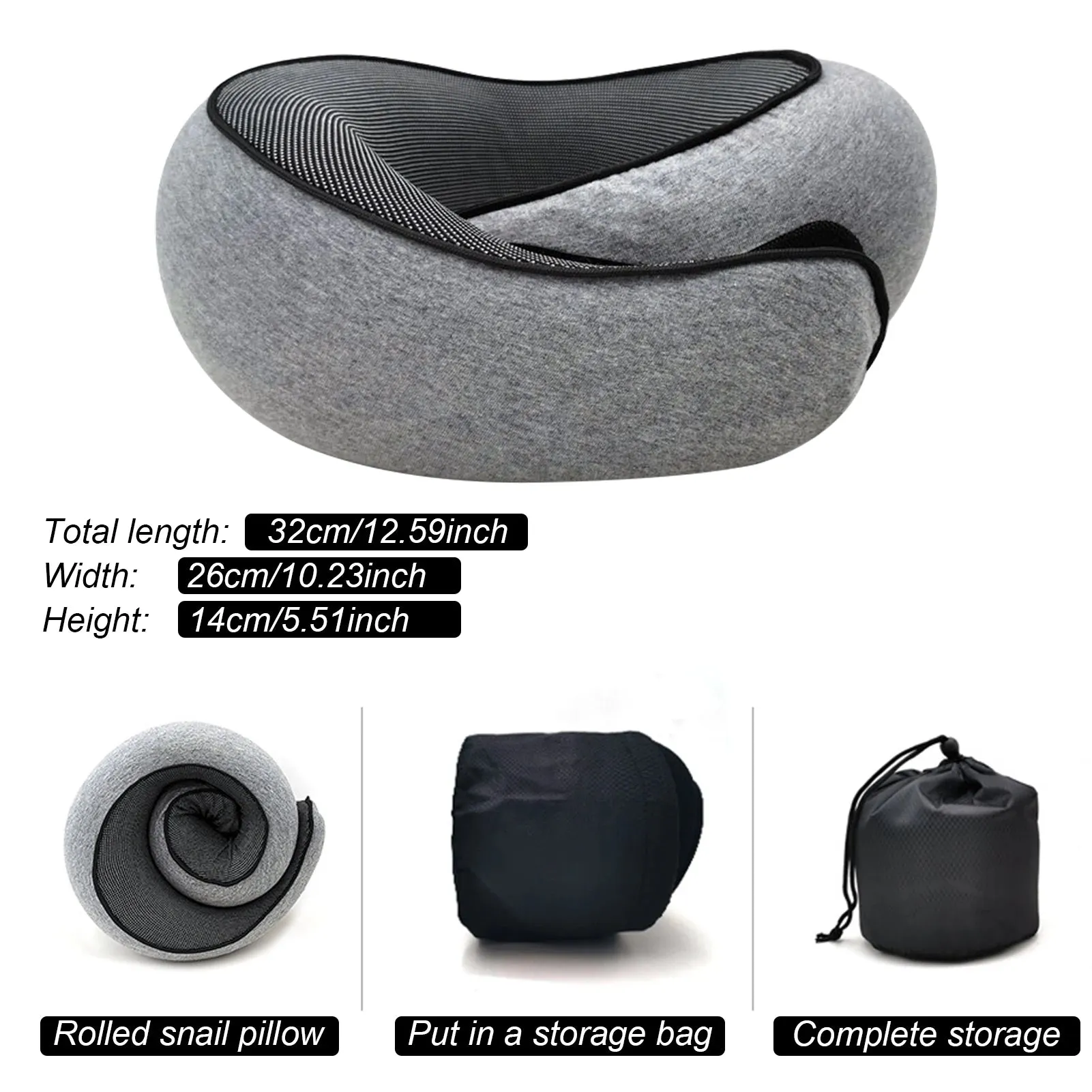 Ergonomic Memory Foam Travel Neck Pillow With Compact Carry Pouch