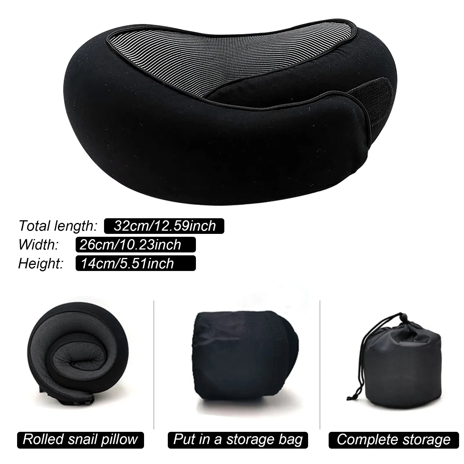 Ergonomic Memory Foam Travel Neck Pillow With Compact Carry Pouch