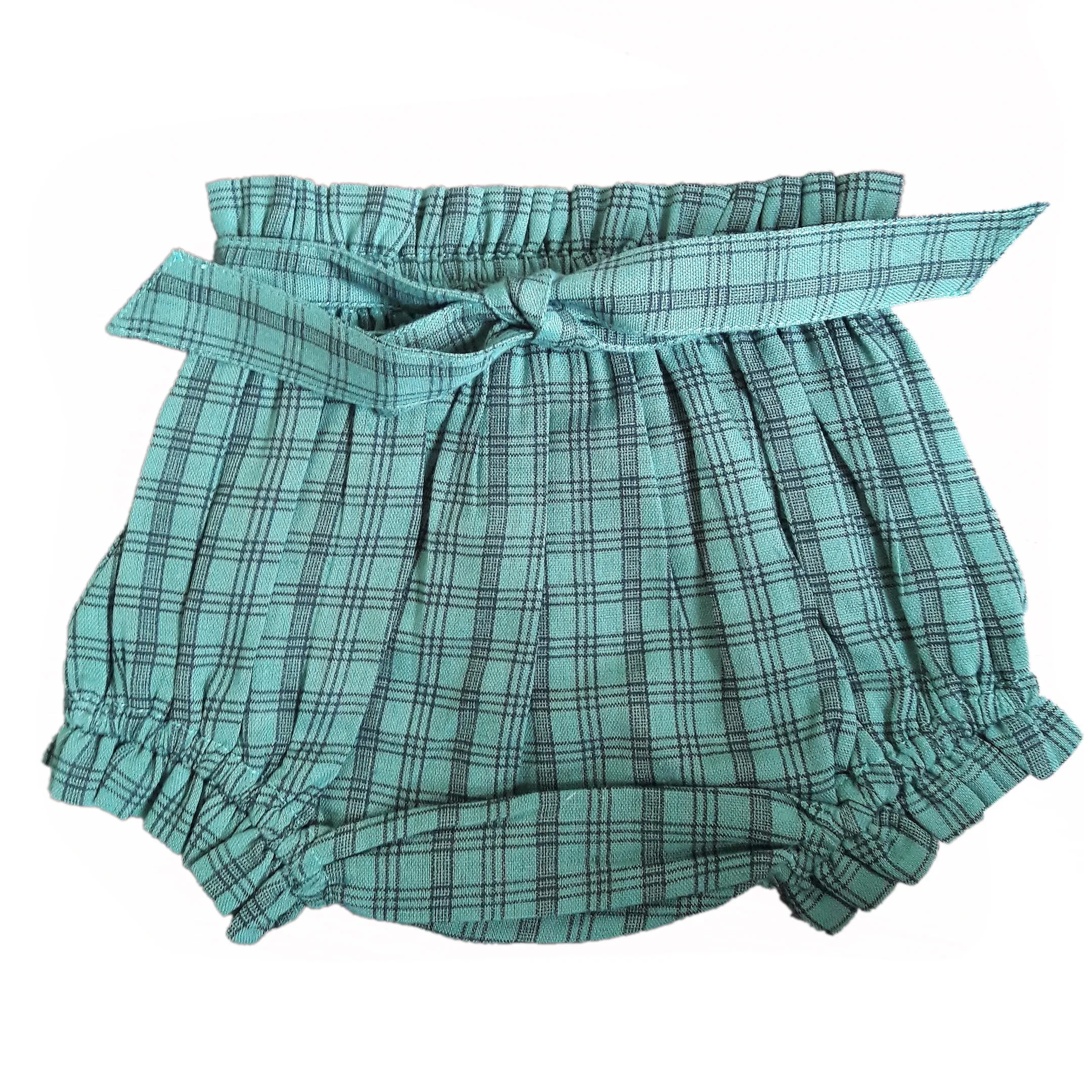 Green Gingham Shorts-Style Diaper Cover