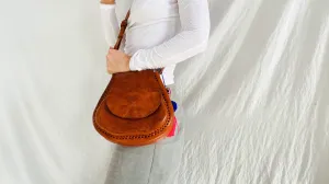 Leather Bag. Adjustable Strap. Heart Tassel