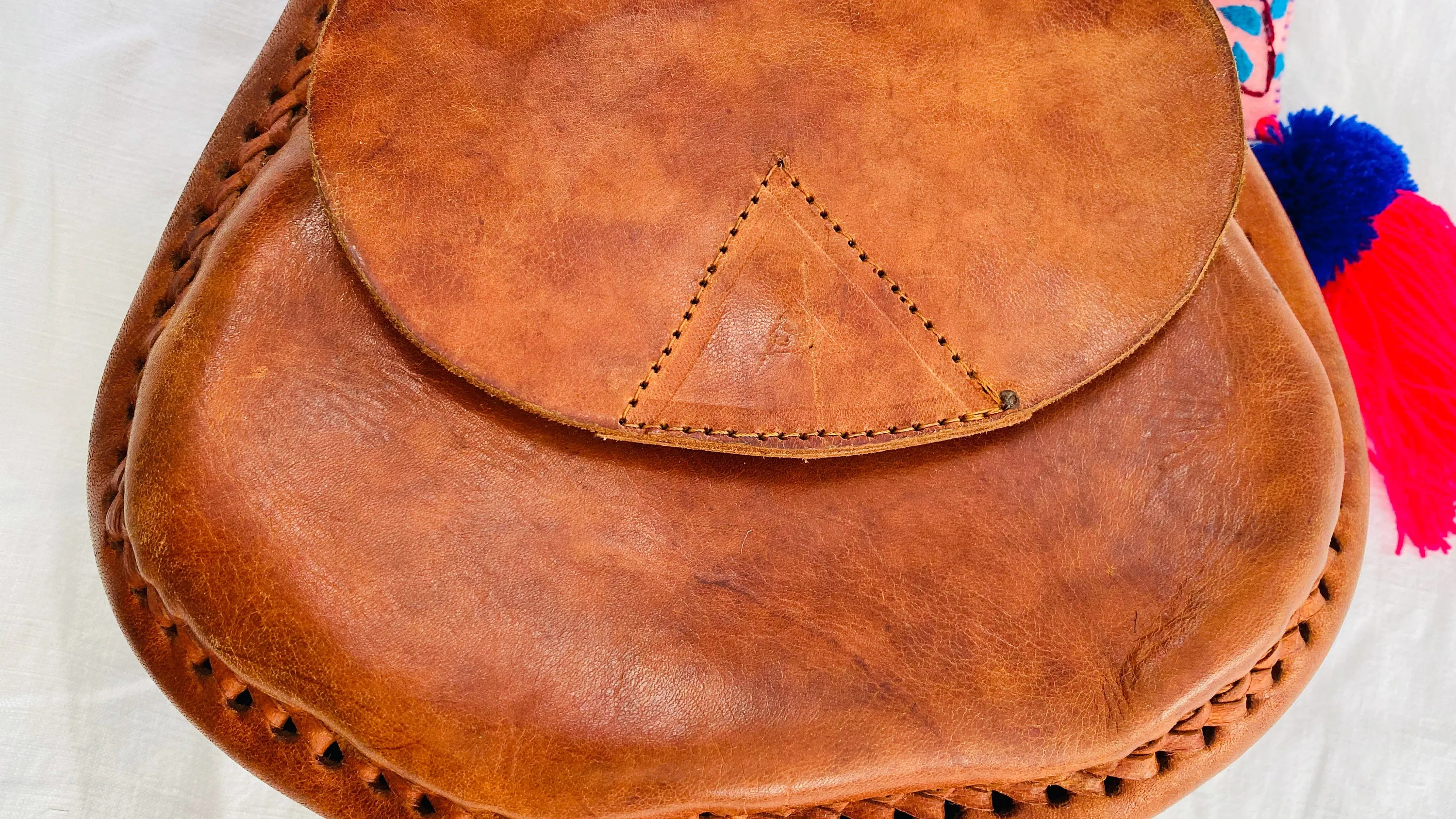 Leather Bag. Adjustable Strap. Heart Tassel