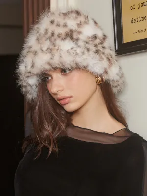 Luipaard Print Pluche Bucket Hoed