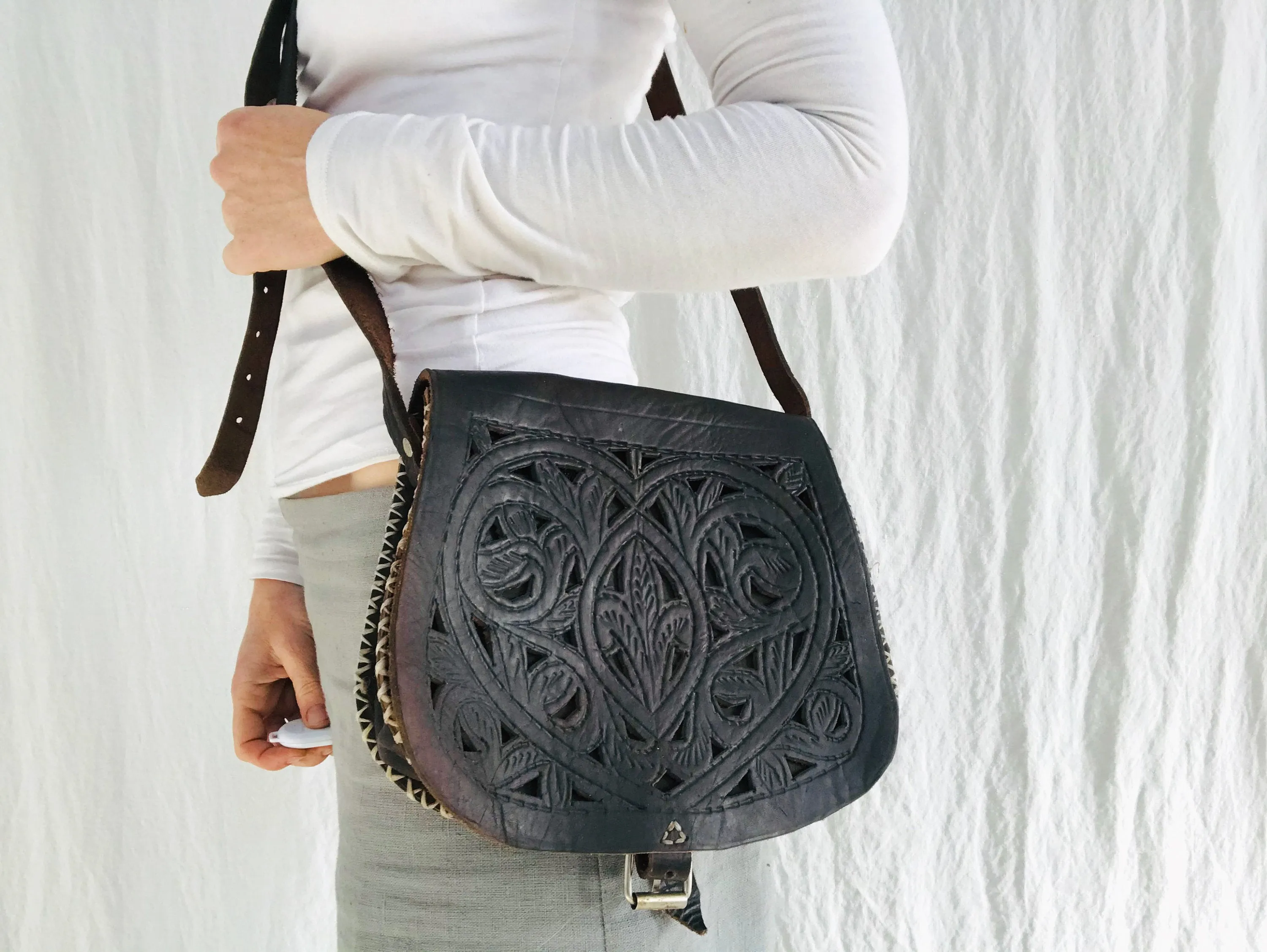 Moroccan Leather Purse. Leather Purse. Adjustable Strap.