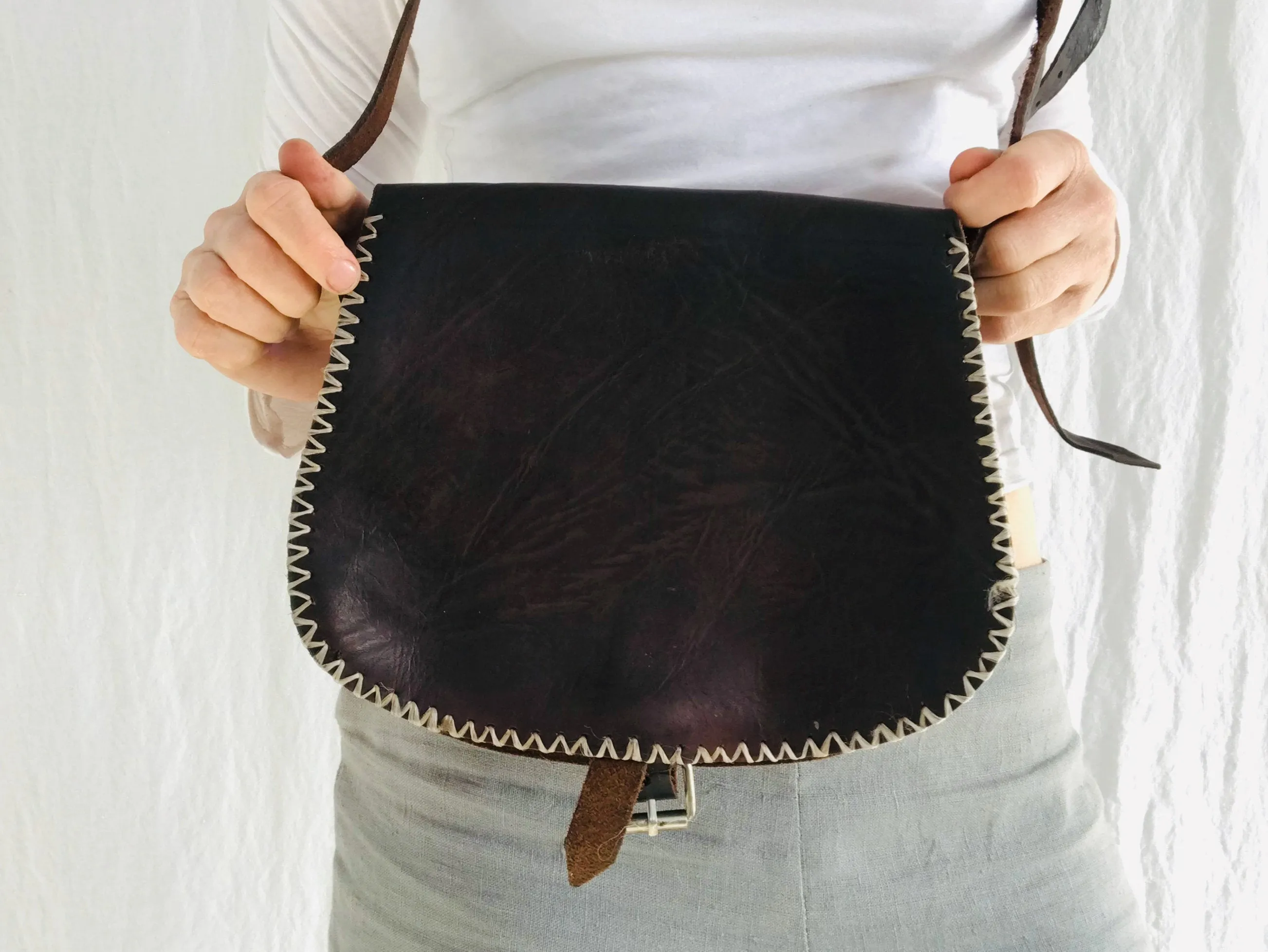 Moroccan Leather Purse. Leather Purse. Adjustable Strap.