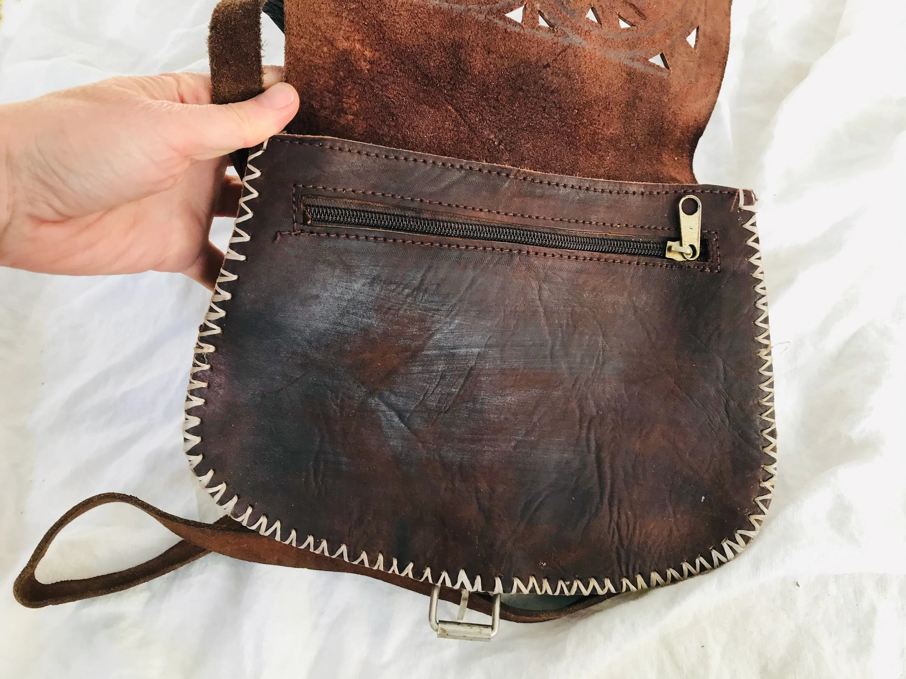 Moroccan Leather Purse. Leather Purse. Adjustable Strap.
