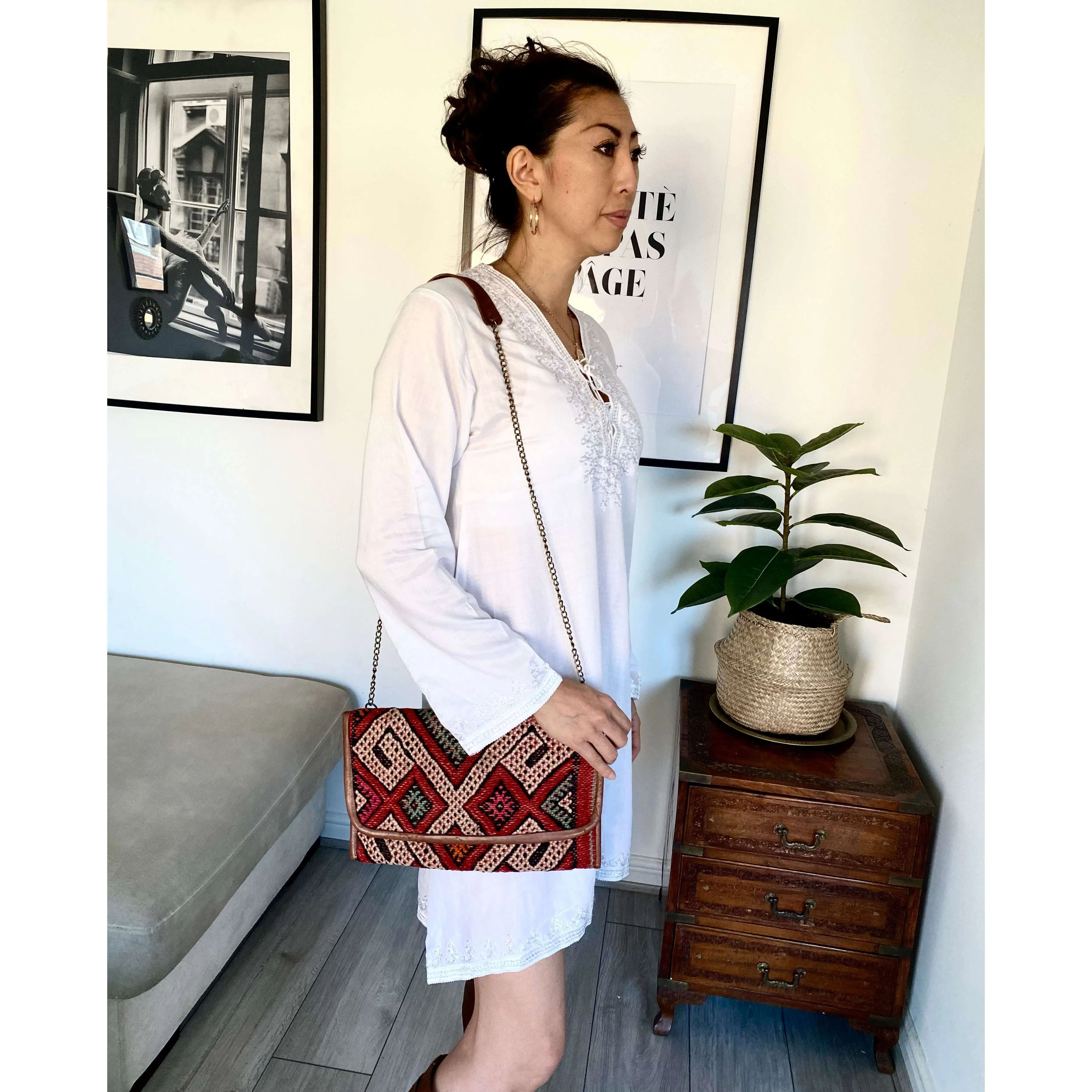 Moroccan Red Multi Colour Kilim Hand Clutch no. 4