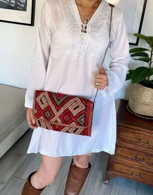Moroccan Red Multi Colour Kilim Hand Clutch no. 4