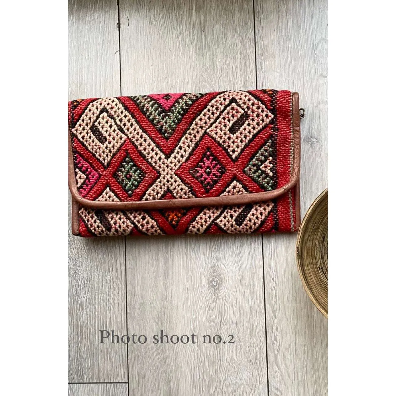 Moroccan Red Multi Colour Kilim Hand Clutch no. 4