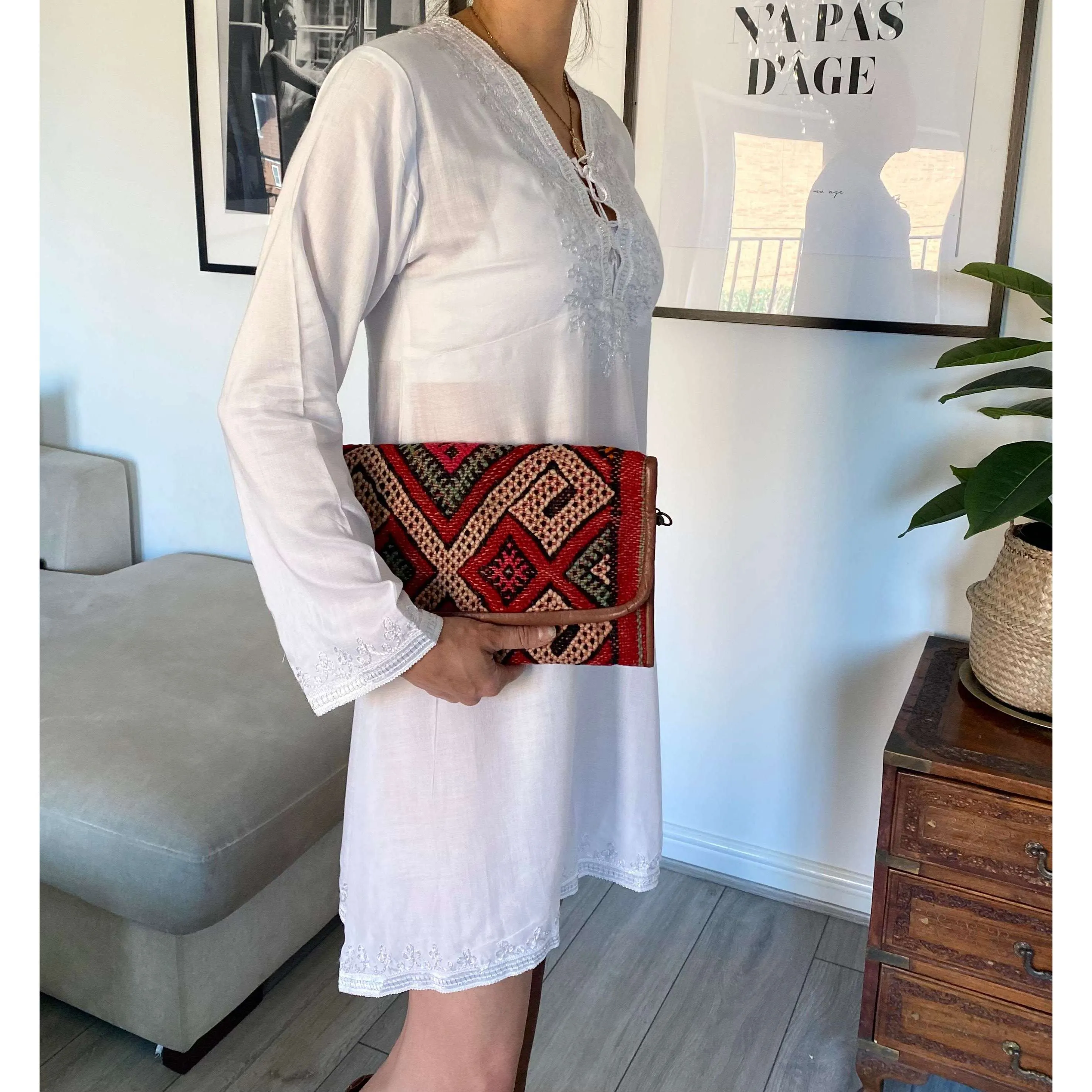 Moroccan Red Multi Colour Kilim Hand Clutch no. 4