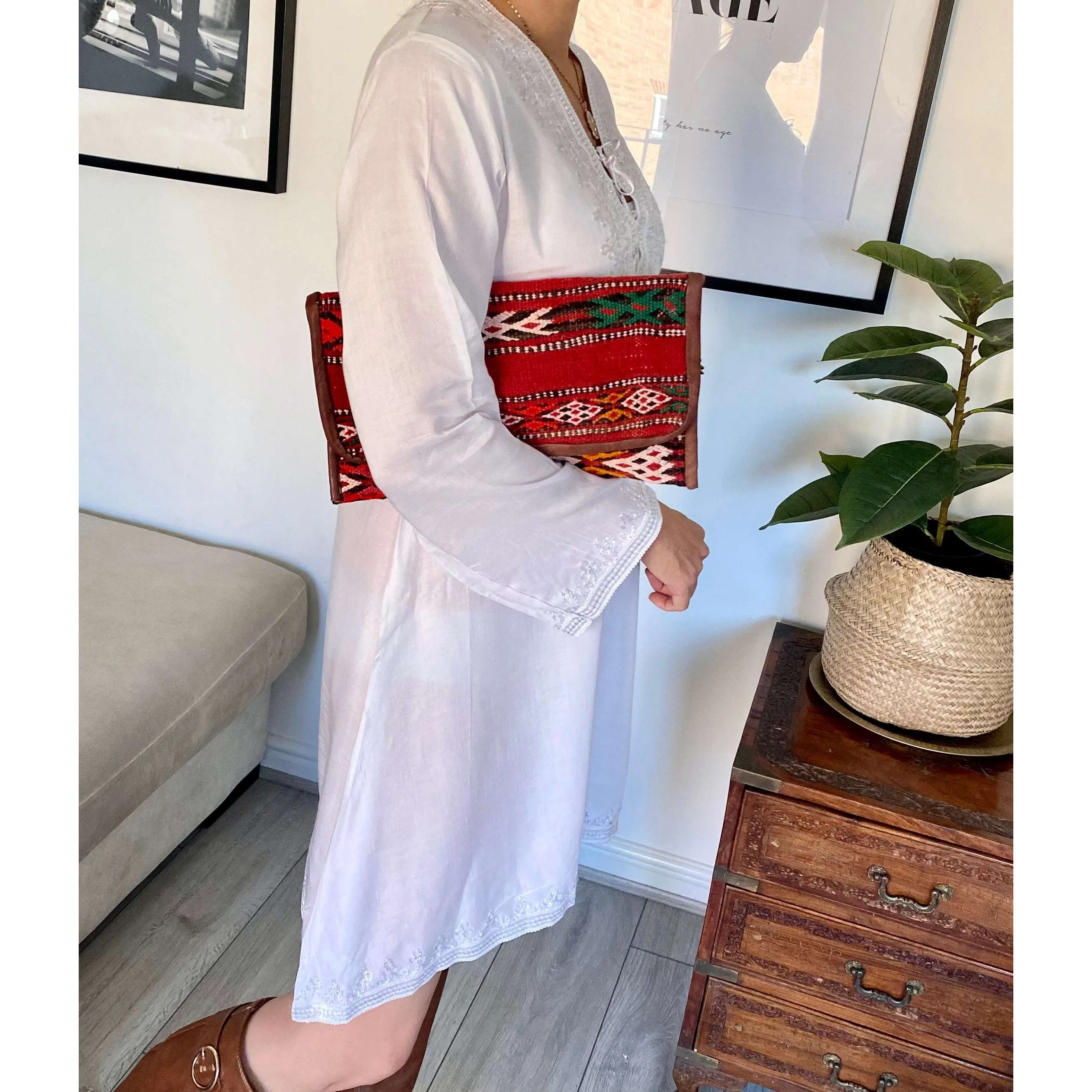 Moroccan Red Multi Colour Kilim Hand Clutch.no.2