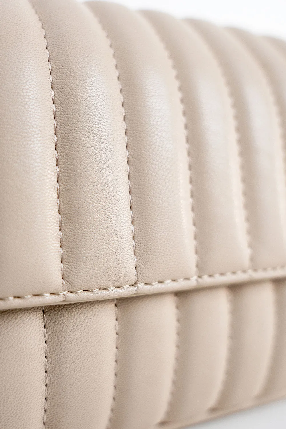 Padded Quilted Faux Leather Crossbody Bag in Off White