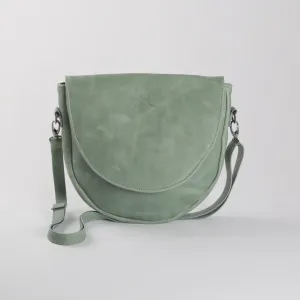 Saddle Handbag Green Leather