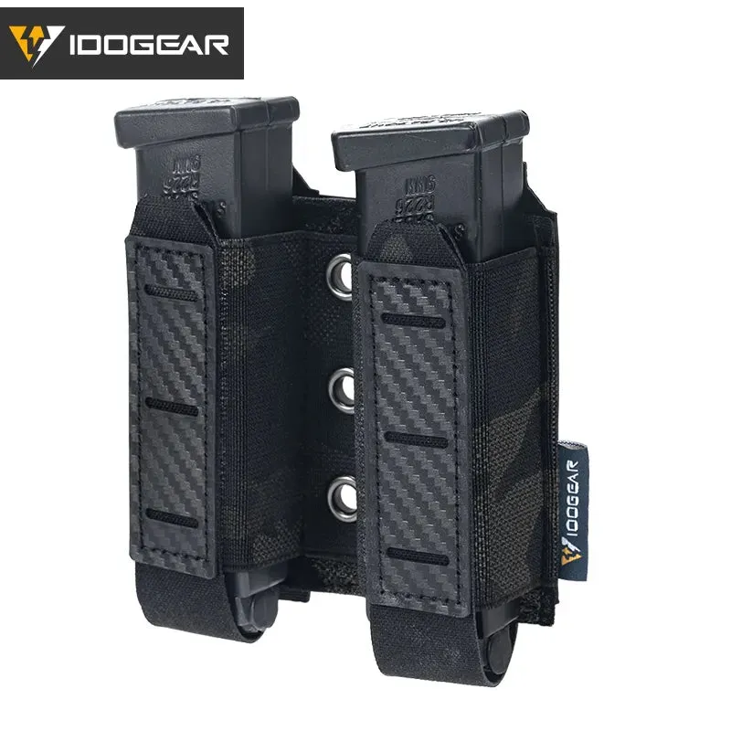 Tactical Mag Pouch 9mm - Double Mag Carrier Carbon Fiber MOLLE Pouch Camo 3590