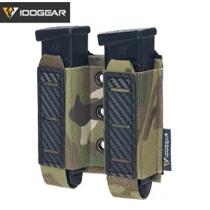 Tactical Mag Pouch 9mm - Double Mag Carrier Carbon Fiber MOLLE Pouch Camo 3590