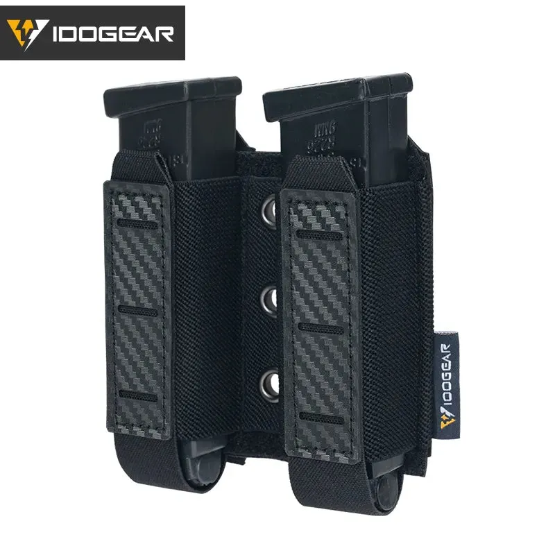 Tactical Mag Pouch 9mm - Double Mag Carrier Carbon Fiber MOLLE Pouch Camo 3590