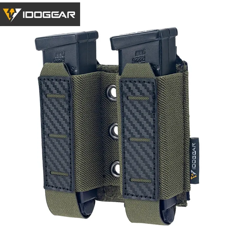Tactical Mag Pouch 9mm - Double Mag Carrier Carbon Fiber MOLLE Pouch Camo 3590