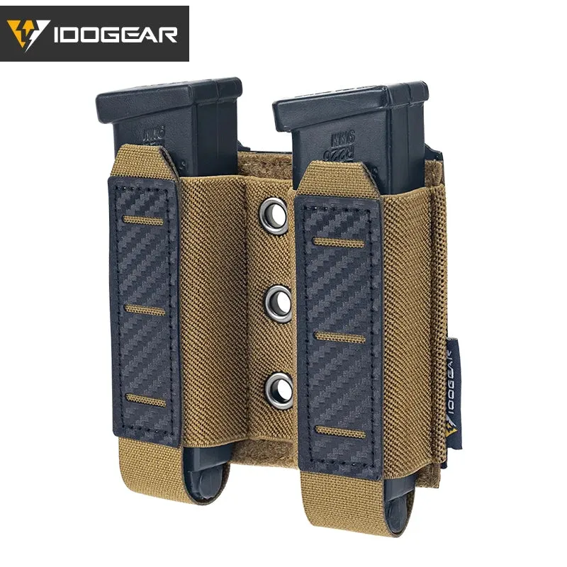 Tactical Mag Pouch 9mm - Double Mag Carrier Carbon Fiber MOLLE Pouch Camo 3590