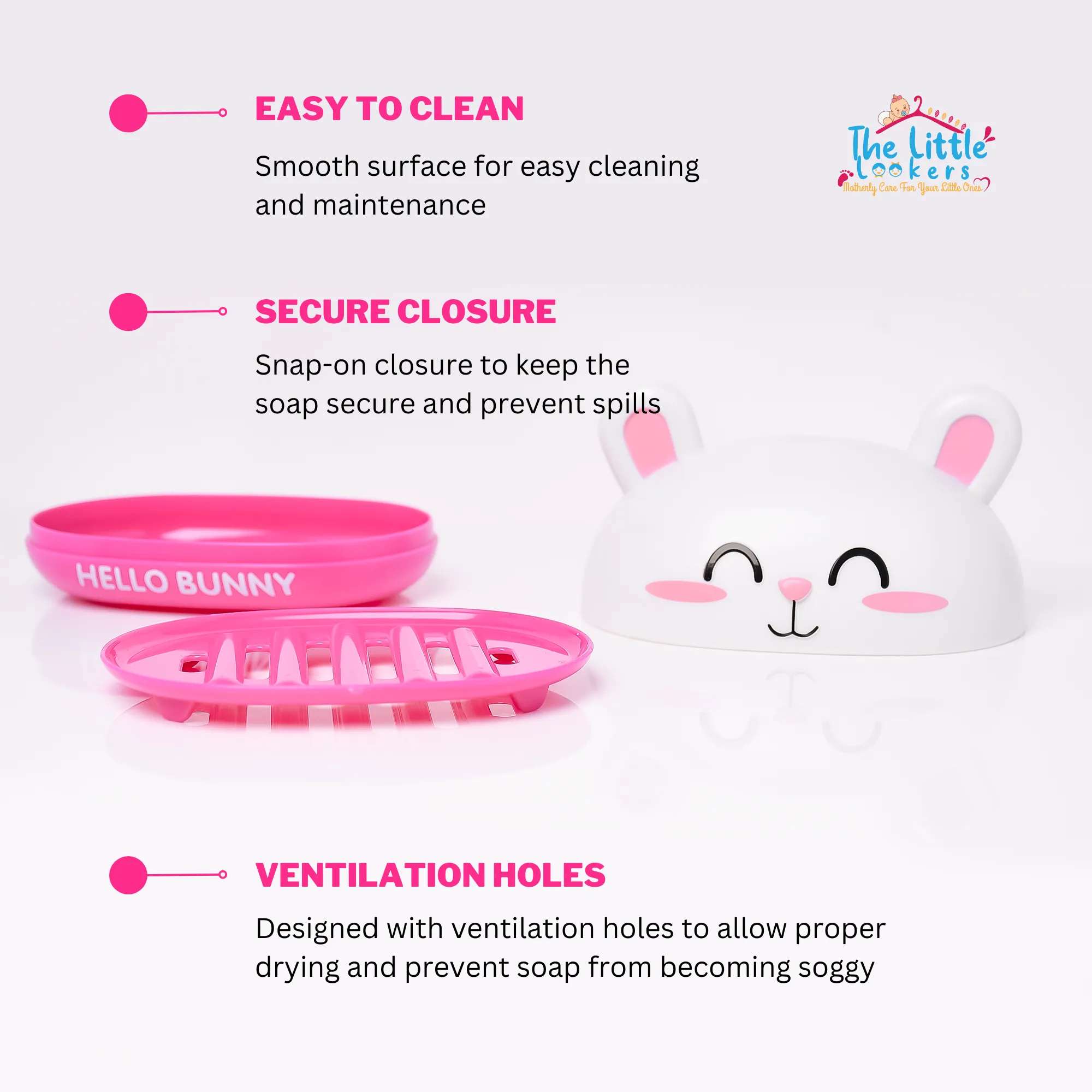 THE LITTLE LOOKERS Cartoon Soap Case Bathtub Soap Box, Soap Dish Holder for Kids, Bathroom Soap Stand, Soap Stand with Cover (Bunny)