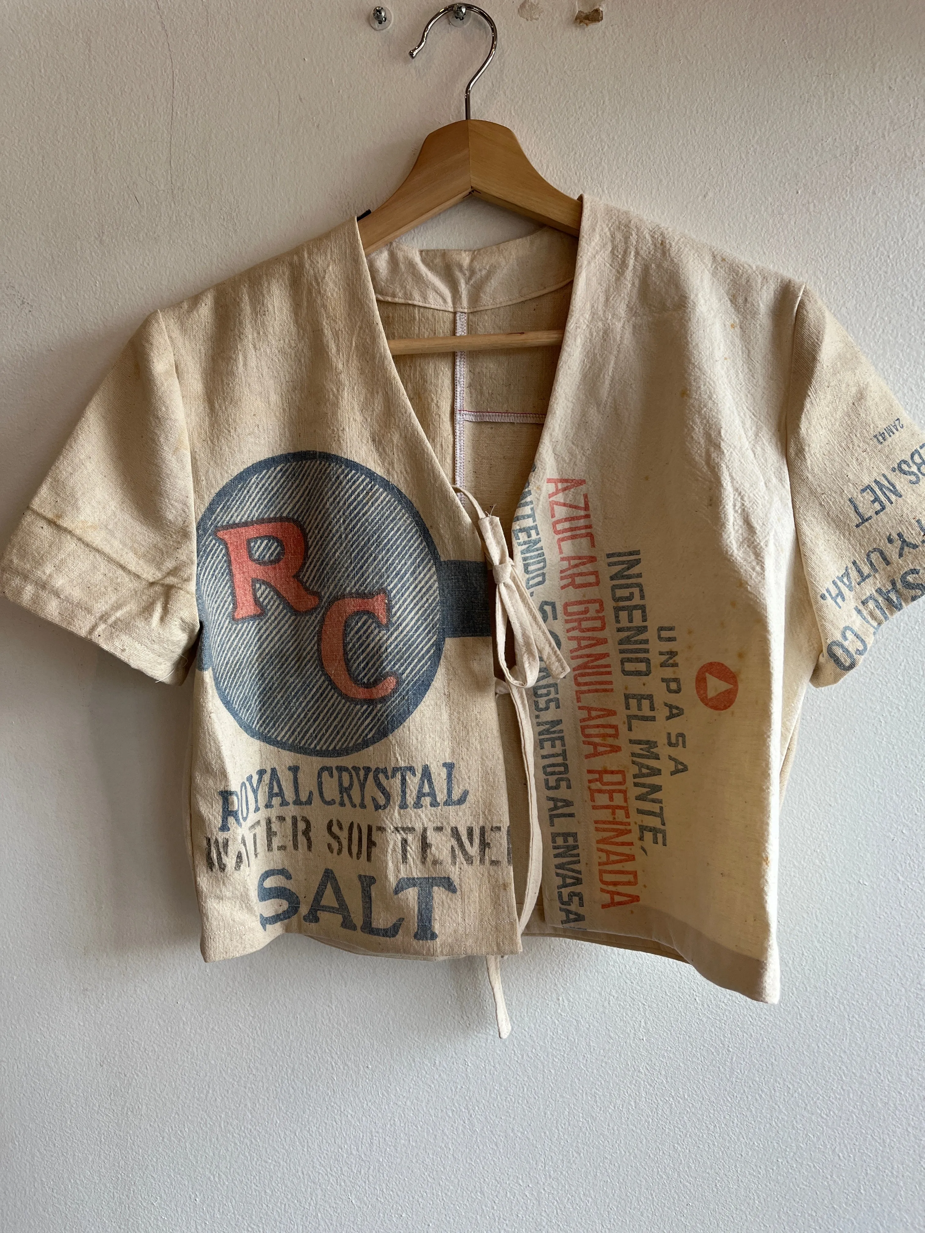 Trash Textiles - Handmade Vintage Feedsack Tie-Front Blouse
