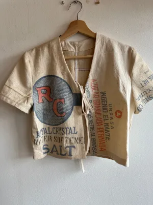 Trash Textiles - Handmade Vintage Feedsack Tie-Front Blouse