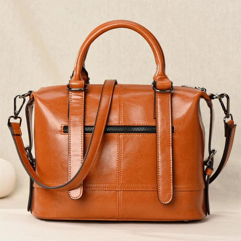 Vintage oil wax leather shoulder messenger bag