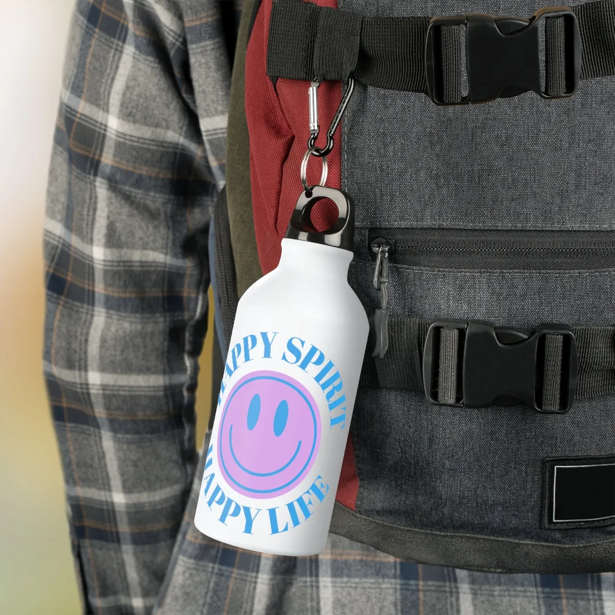 Water Bottle Happy Spirit Happy Life, Aesthetic Pink, Smile Face, Trendy Tumblr Bottle, Tritan Purple Happy Mind Tumbler, BPA Free H2O