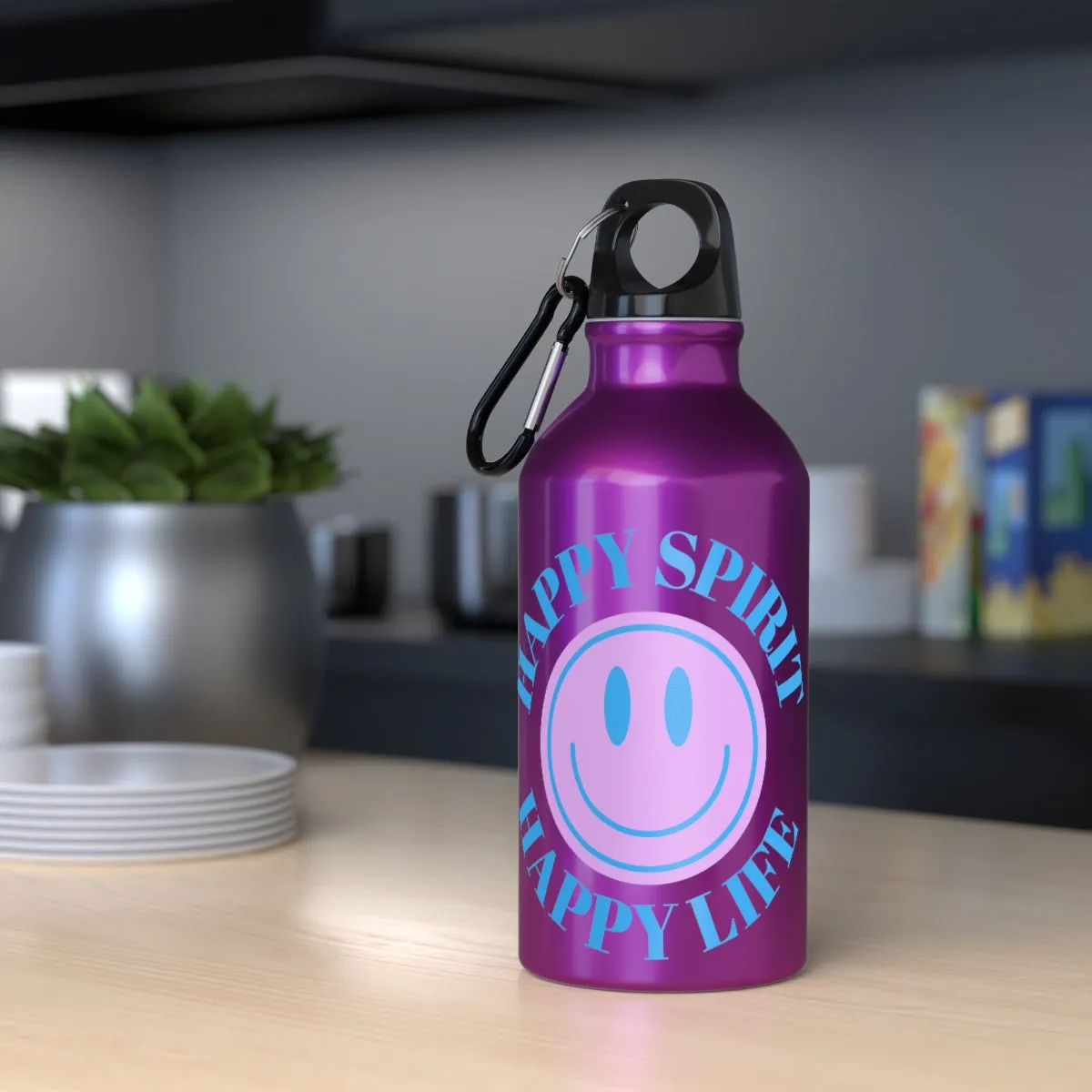 Water Bottle Happy Spirit Happy Life, Aesthetic Pink, Smile Face, Trendy Tumblr Bottle, Tritan Purple Happy Mind Tumbler, BPA Free H2O