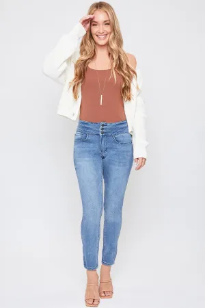 Women's Fashion First Mid Rise 3-Button Skinny Jeans